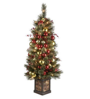 National Tree Company • Kunstkerstboom • Dakota • Kant-en-klaar • Versierd met kerstballen • 31DAK40L • Hoogte: 122 cm • LED • in design pot