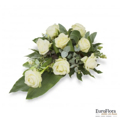 EuroFlora | Grafstuk Langwerpig | Witte rozen| vanaf € 40