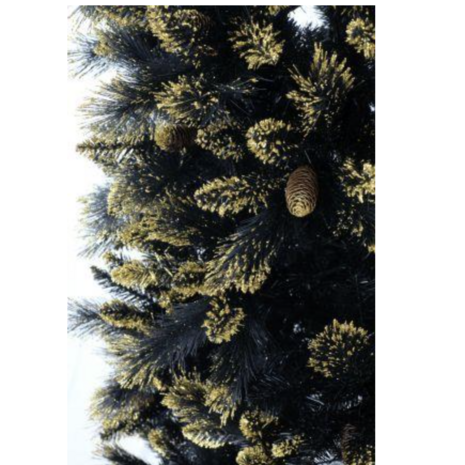 National Tree Company • Kunstkerstboom • Shimmery Golden Bristle Black • 31HSGBB70 • Hoogte: 213 cm • Zwart met gouden tippen